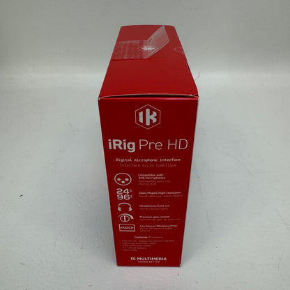 New IK Multimedia iRig Pre HD High-Def Digital Mic Interface 24-bit/96kHz XLR