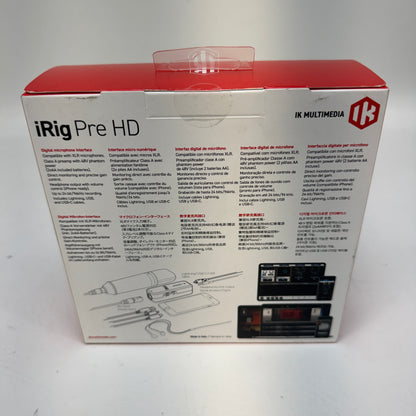 New IK Multimedia iRig Pre HD High-Def Digital Mic Interface 24-bit/96kHz XLR