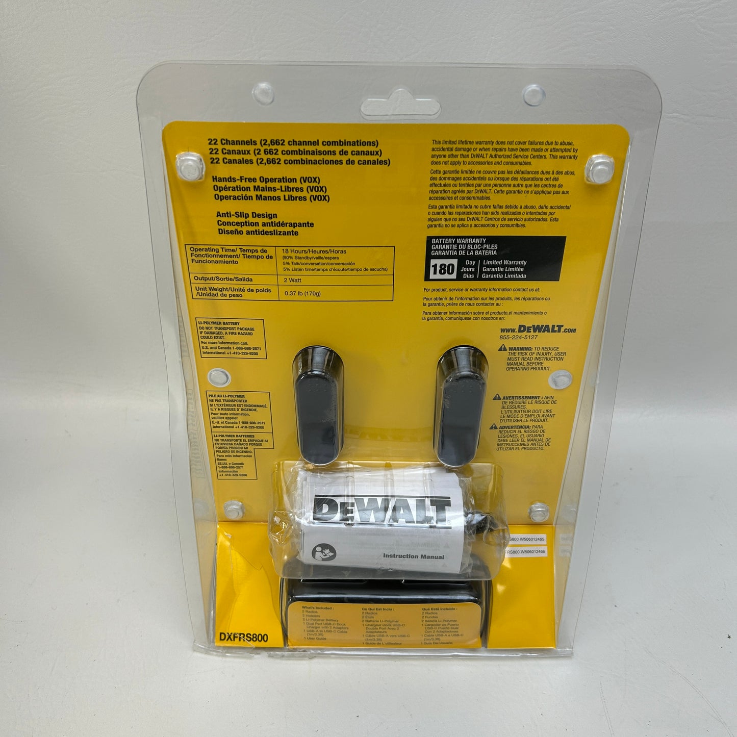 New DeWalt DXFRS800 2-Watt Heavy Duty Walkie Talkies 2-Way Radios