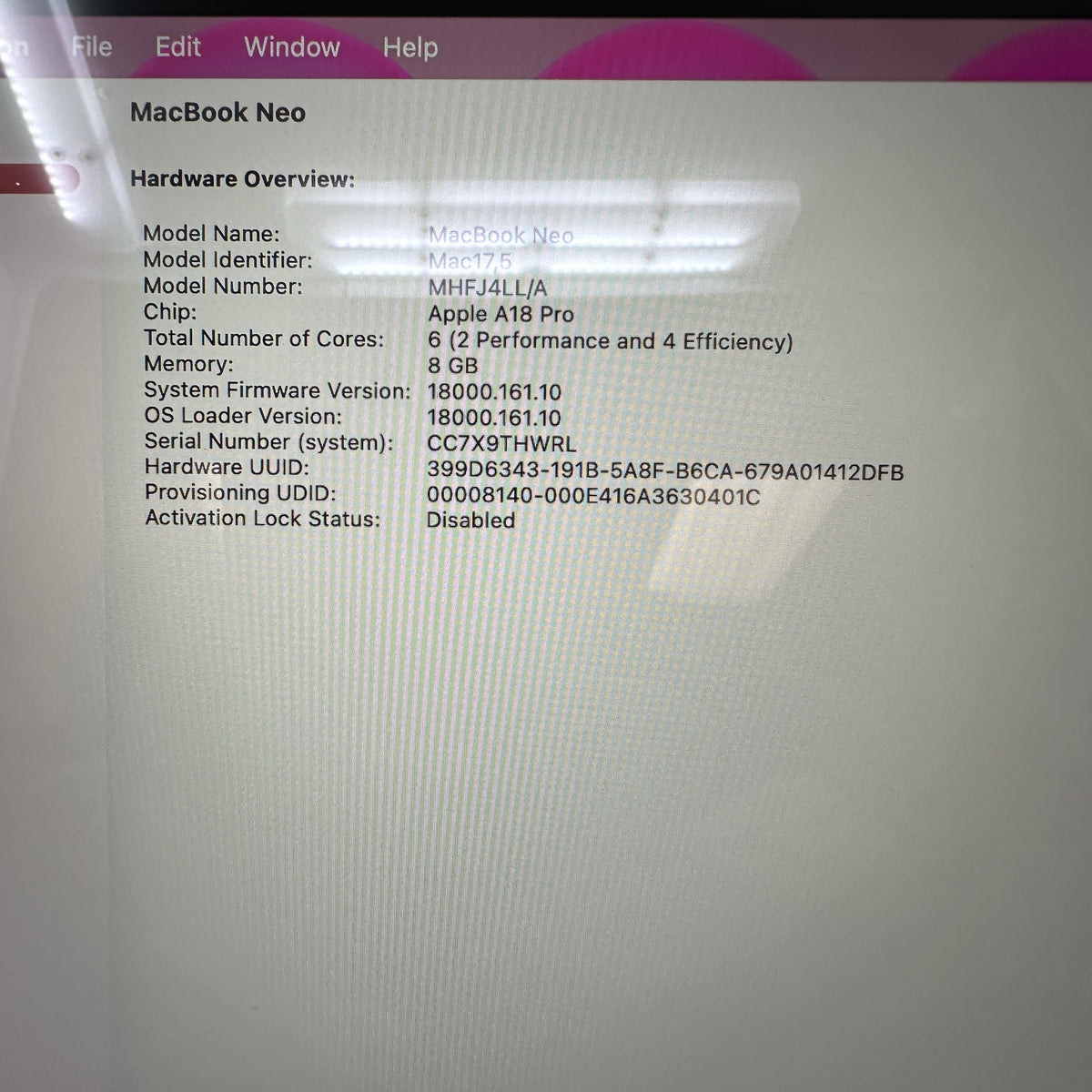 2026 Apple MacBook Neo 13" A18 Pro 5C GPU 4.0GHz 8GB RAM 512GB SSD MHFJ4LL/A