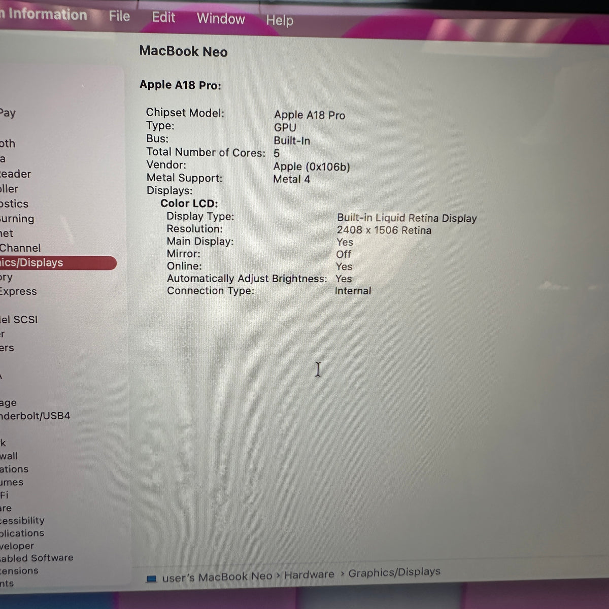2026 Apple MacBook Neo 13" A18 Pro 5C GPU 4.0GHz 8GB RAM 512GB SSD MHFJ4LL/A