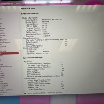 2026 Apple MacBook Neo 13" A18 Pro 5C GPU 4.0GHz 8GB RAM 512GB SSD MHFJ4LL/A