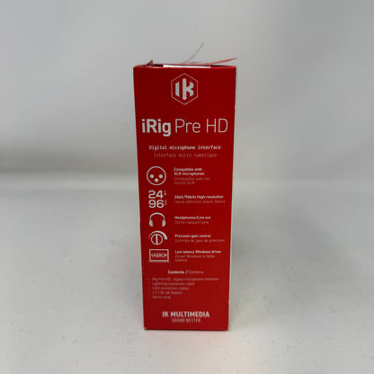 New IK Multimedia iRig Pre HD Digital XLR Mic Interface 