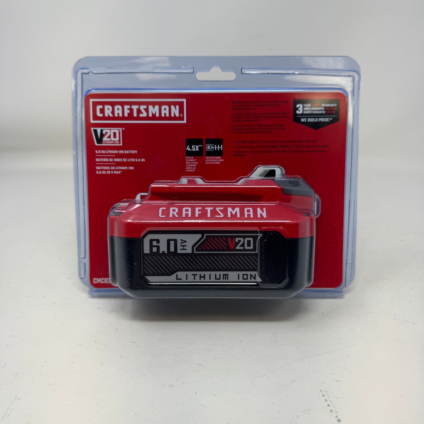 New  Craftsman V20 6.0Ah Lithium Ion Battery CMCB206 High Capacity 20V MAX
