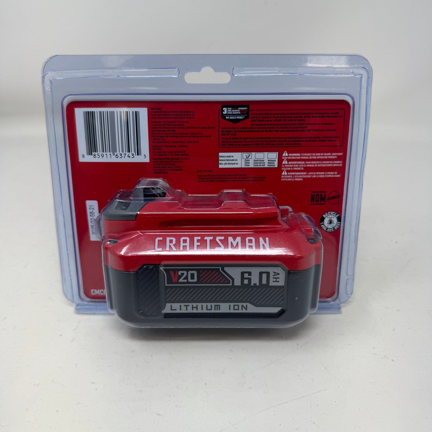 New  Craftsman V20 6.0Ah Lithium Ion Battery CMCB206 High Capacity 20V MAX