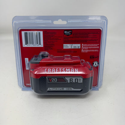 New  Craftsman V20 6.0Ah Lithium Ion Battery CMCB206 High Capacity 20V MAX