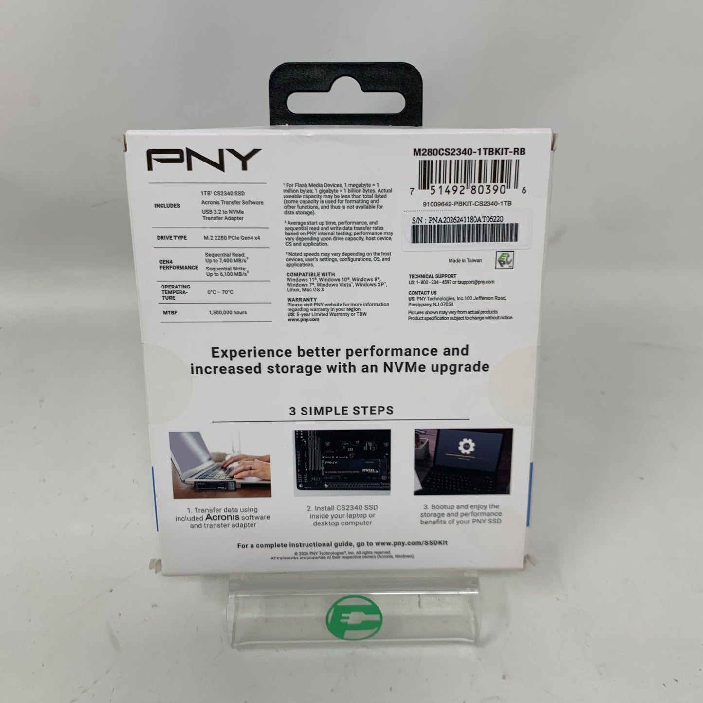 New PNY M.2 2280 CS2340 1TB PCIe 4.0 x4 SSD M280CS2241-1TBKIT-RB