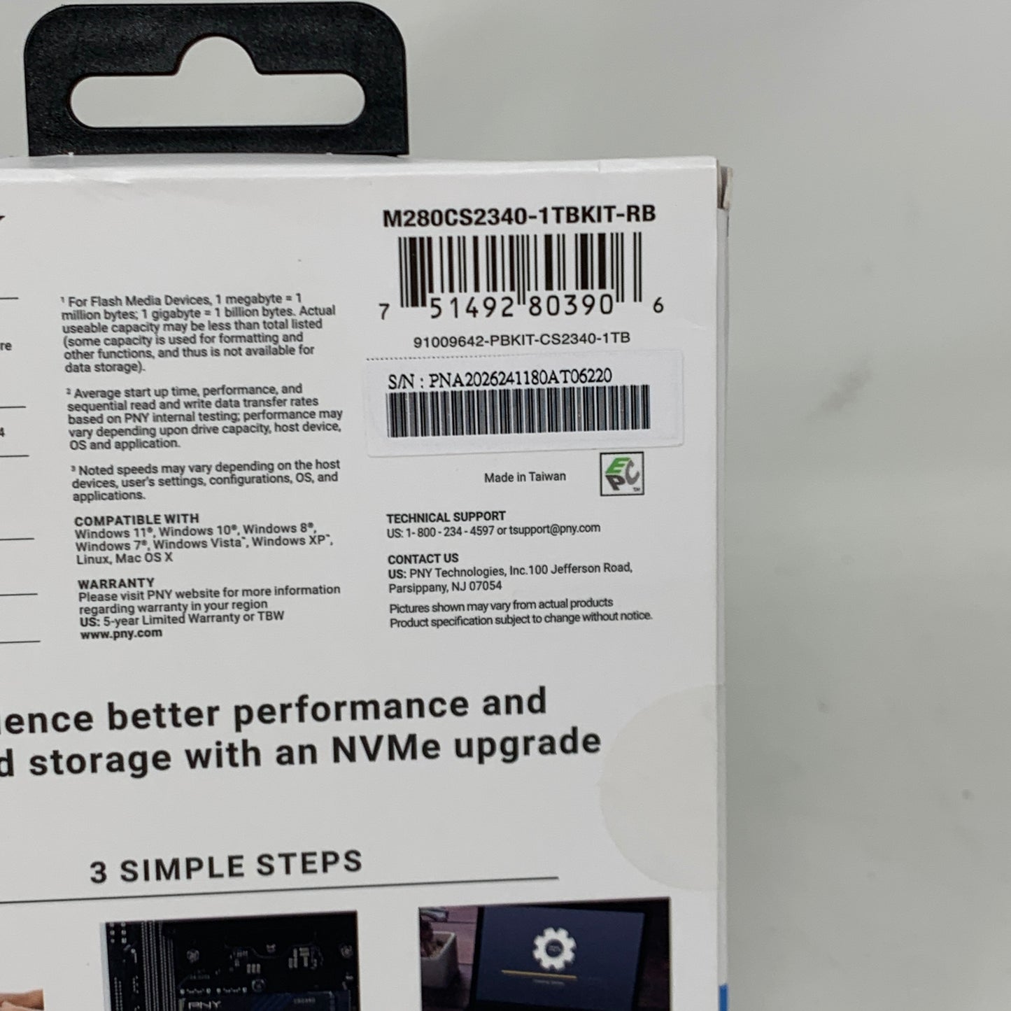 New PNY M.2 2280 CS2340 1TB PCIe 4.0 x4 SSD M280CS2241-1TBKIT-RB