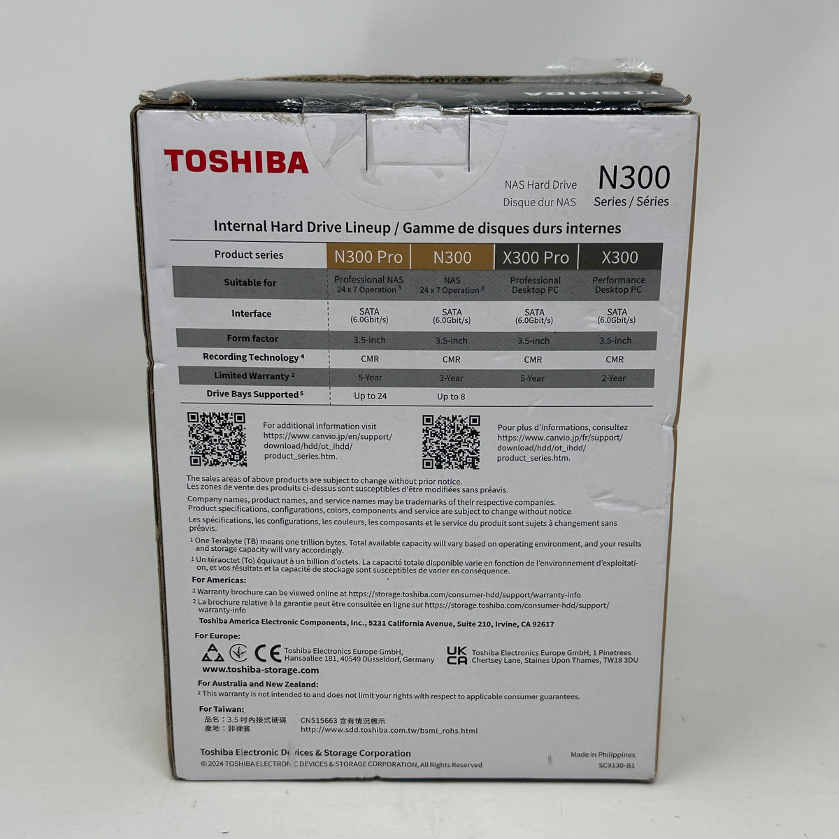 New Toshiba 3.5" N300 Pro 10TB SATA III 6Gbps HDD HDWG71AXZSTB