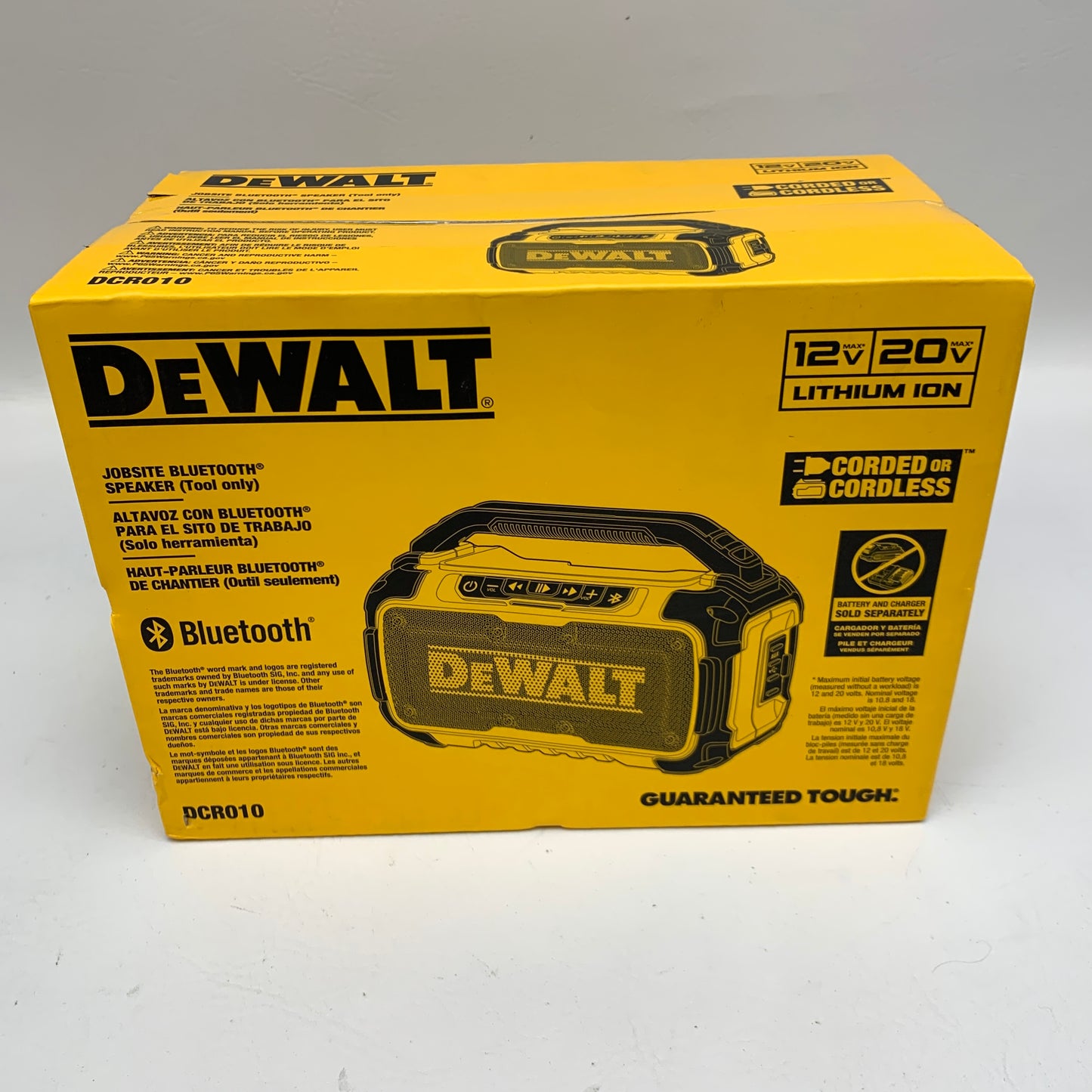 New DeWALT DCR010 12V 20V MAX Jobsite Bluetooth Speaker