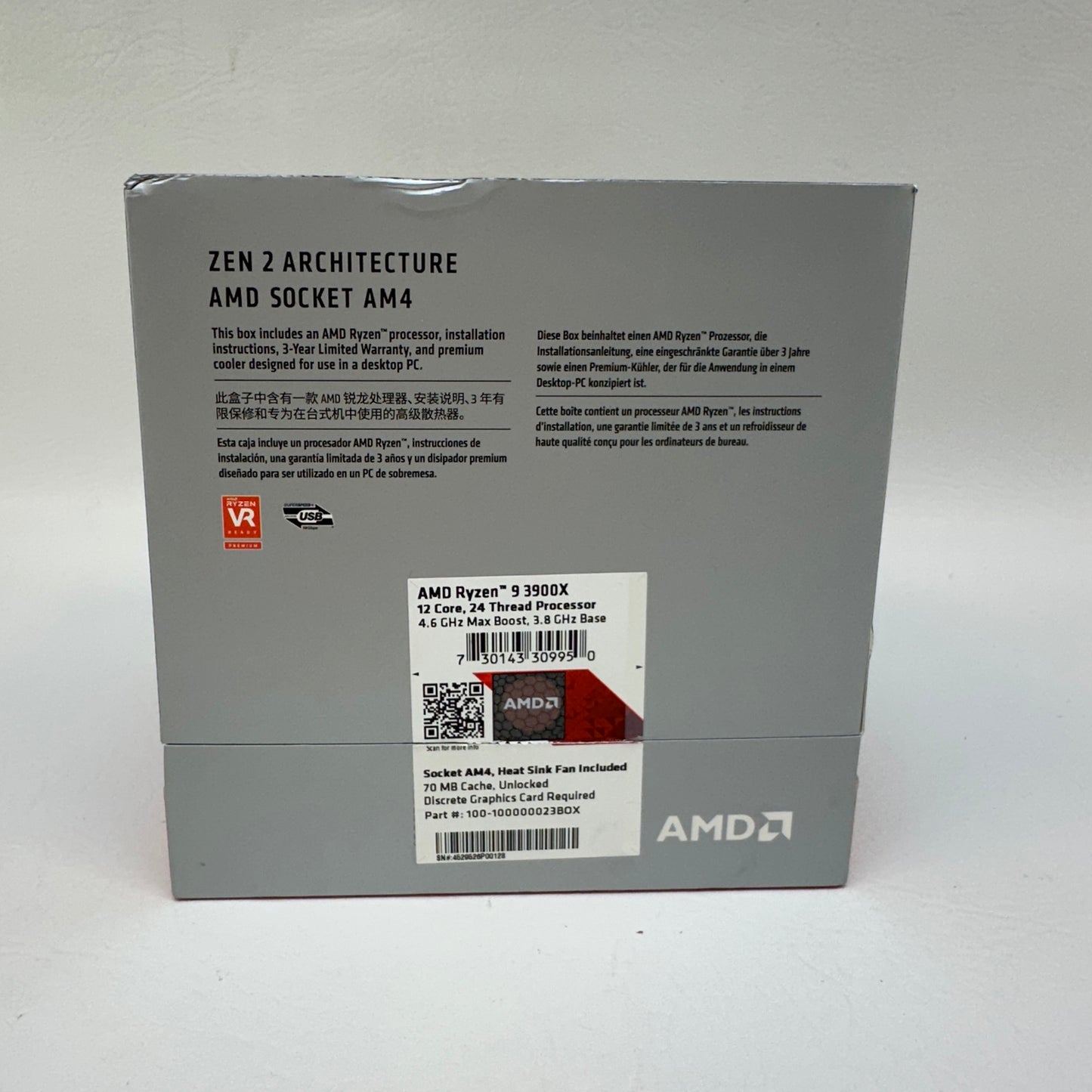 AMD Ryzen 9 3900X 4.60GHz 12 Core 100-100000023BOX 24 Thread AM4 w/ CPU Fan