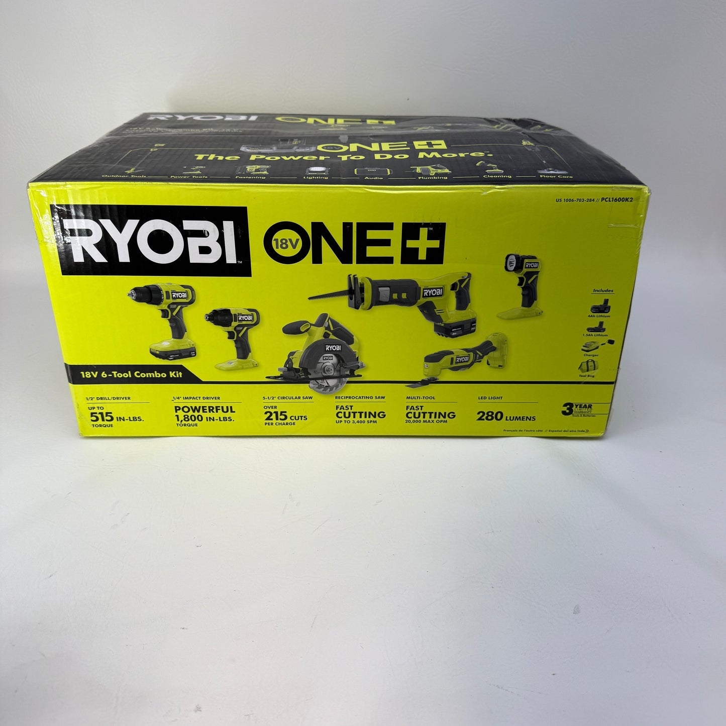 New Ryobi PCL1600K2 18V ONE+ Cordless 6-Tool Kit w/ 2 Batteries & Charger