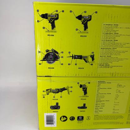 New Ryobi PCL1600K2 18V ONE+ Cordless 6-Tool Kit w/ 2 Batteries & Charger
