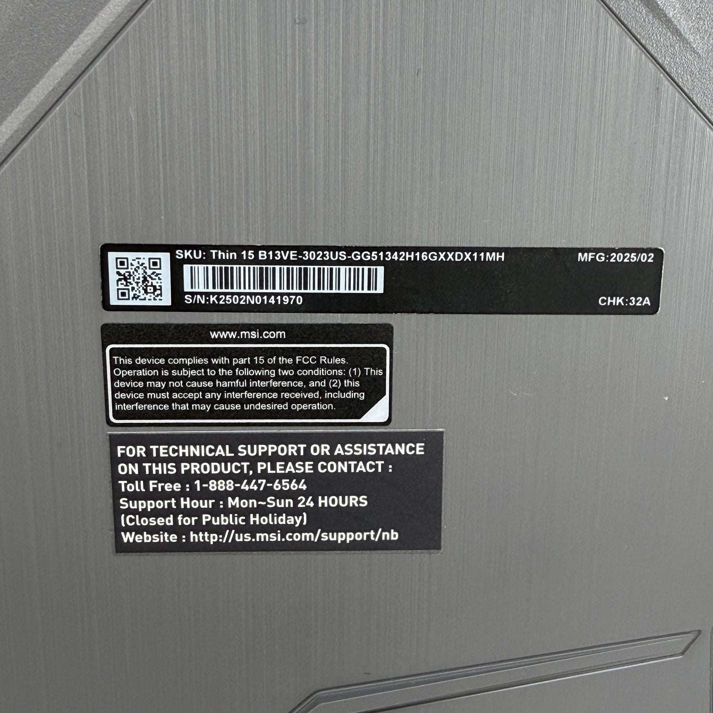 MSI Thin 15 B13VE 15.6" i5-13420H 2.1GHz 16GB RAM 512GB SSD GeForce RTX 4050