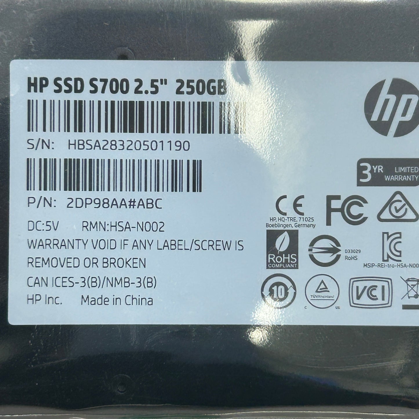 HP S700 250GB 2.5” SATA III SSD Internal Solid State Drive