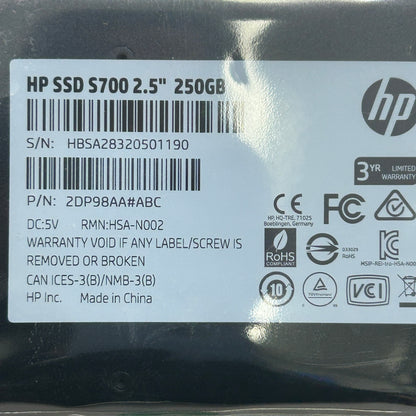 HP S700 250GB 2.5” SATA III SSD Internal Solid State Drive