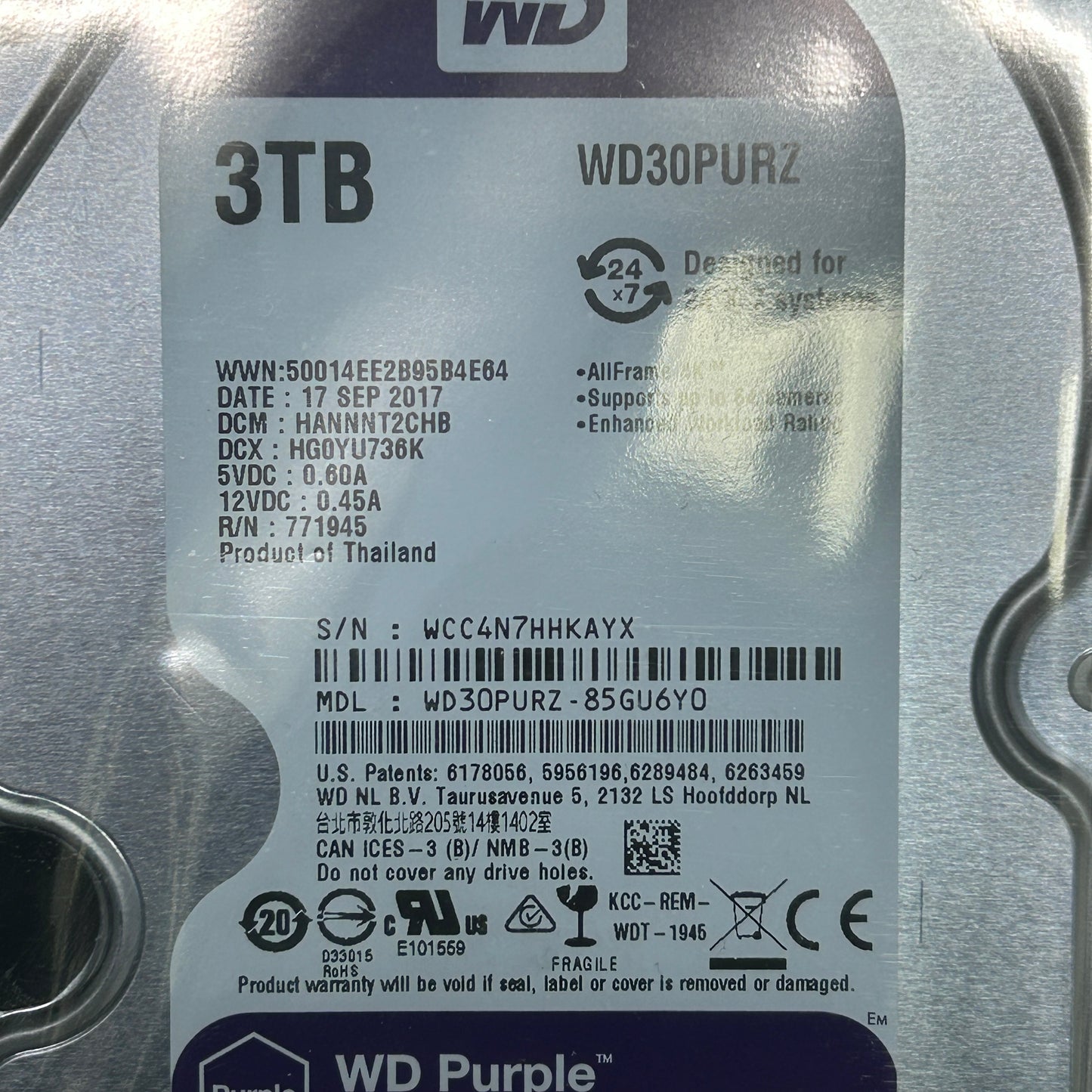 Western Digital WD 3.5" WD30PURZ-85GU6Y0 3TB SATA III 6Gbps HDD