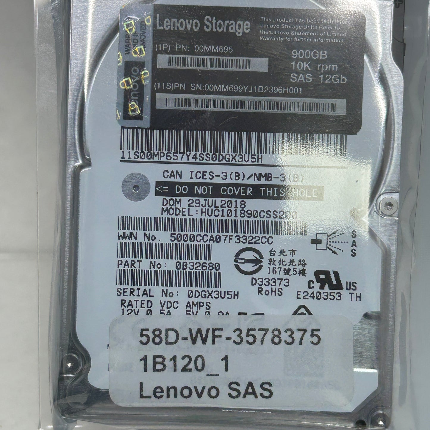 Lenovo 2.5-inch SFF HUC101890CSS200 900GB SAS 12Gb/s HDD 0B32680