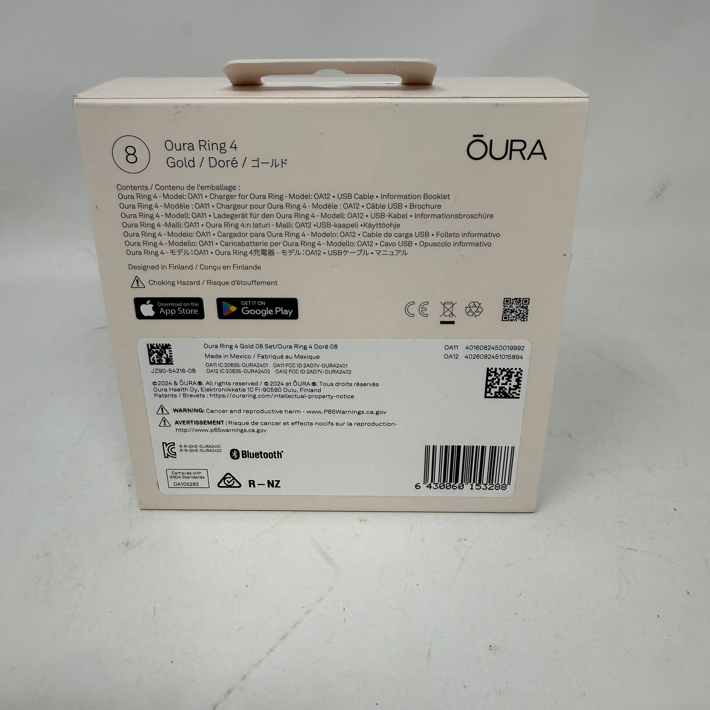Oura Ring 4 Gold Size 8 Smart Sleep Fitness & Heart Rate Tracker JZ90-54216-08