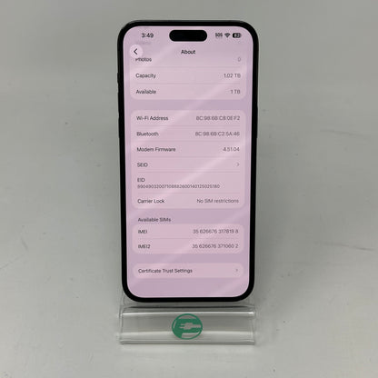Factory Unlocked Apple iPhone 14 Pro Max 1TB Space Black MQC23ZD/A