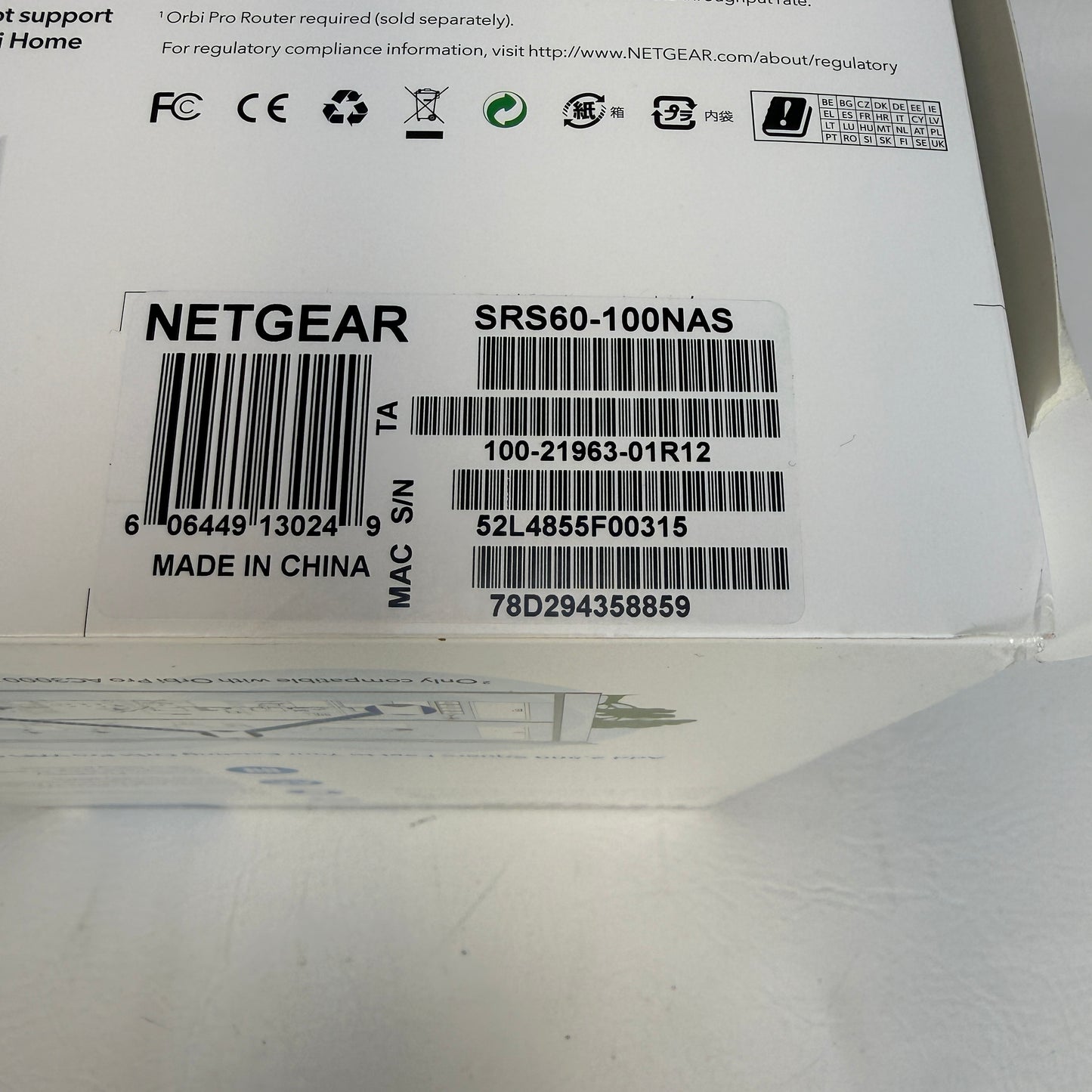 NetGear Orbi Pro AC3000 Tri-Band Add-on WiFi Satellite SRS60-100NAS Extender