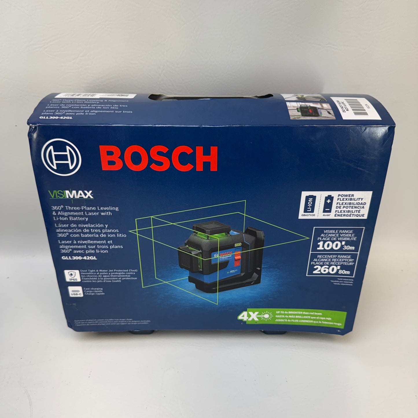 New Bosch GLL300-42GL 360-Degree Green-Beam Three-Plane Leveling & Alignment 