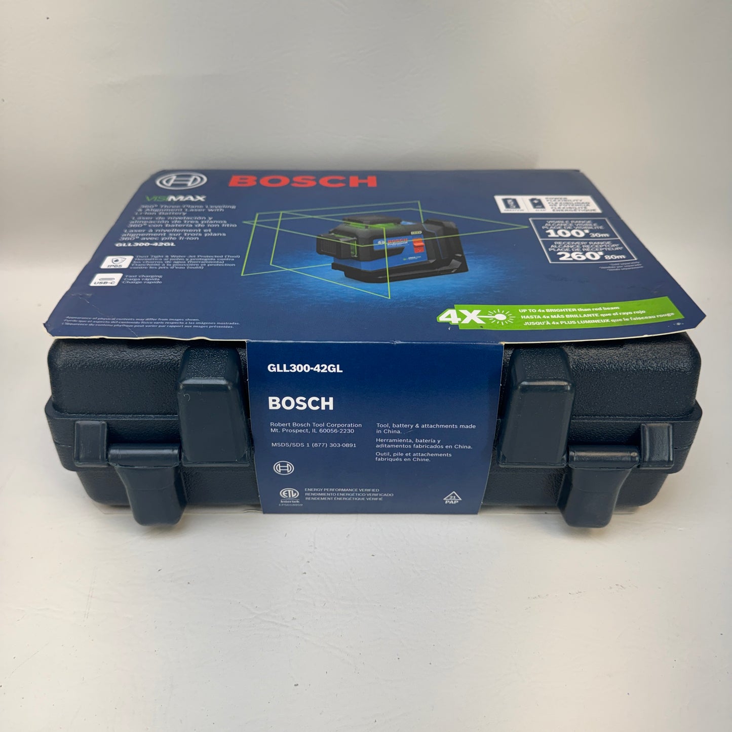 New Bosch GLL300-42GL 360-Degree Green-Beam Three-Plane Leveling & Alignment 