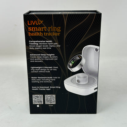 New LIVUP Smart Ring Health Tracker Size 8 Silver Activity Sleep Heart Rate Monitor