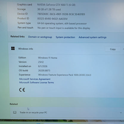 Lenovo Legion Y545 8SHOKP9 15.6" i7-9750H 2.6GHz 16GB RAM 1TB SSD GeForce GTX 