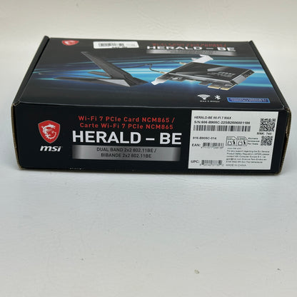MSI Harald-Be WIFI 7 MAX Tri-Band Wi-Fi 7 & Bluetooth 5.4 PCIe Adapter NCM865