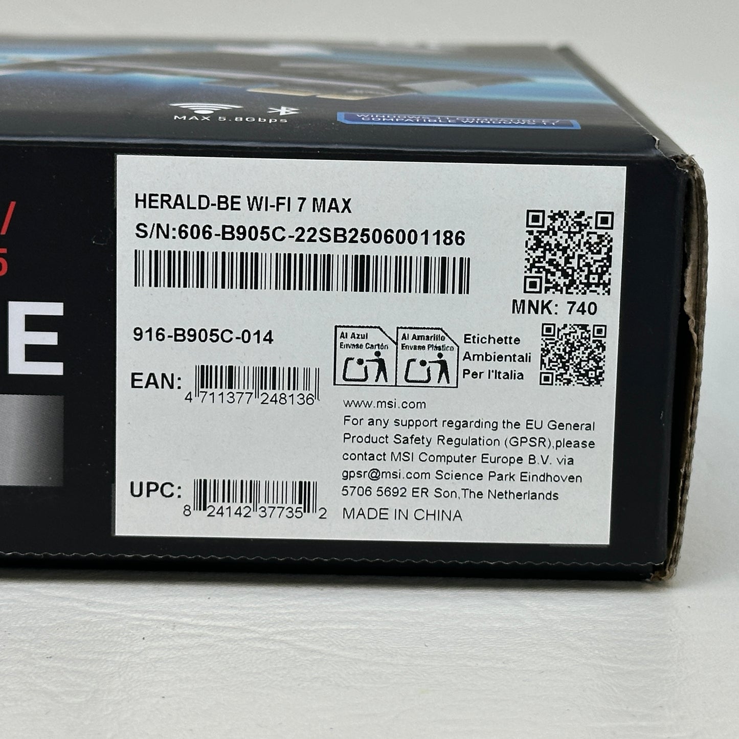 MSI Harald-Be WIFI 7 MAX Tri-Band Wi-Fi 7 & Bluetooth 5.4 PCIe Adapter NCM865