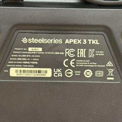 Steelseries Apex 3 TKL Wired  Gaming Keyboard KB-00015