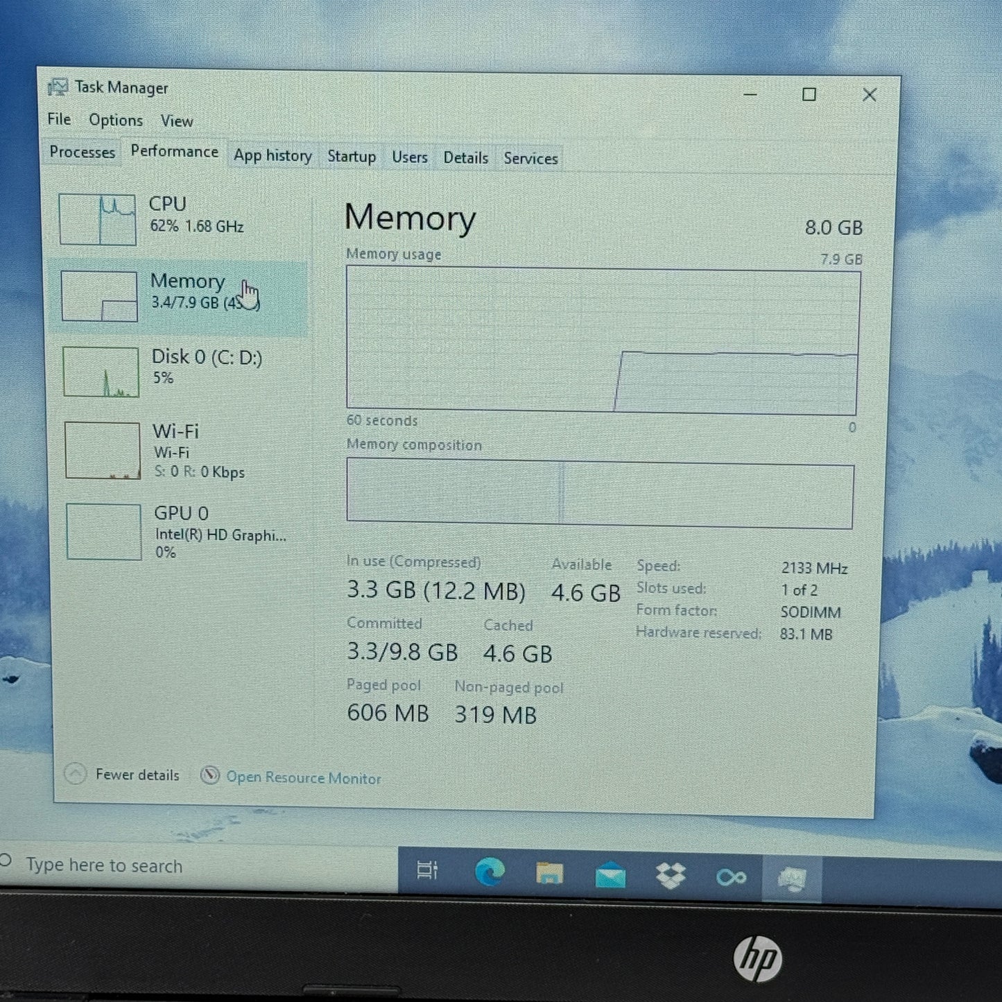 HP Laptop NSS3TPLD 15.6" i5-7200U 2.5GHz 8GB RAM 1TB HDD