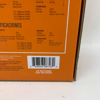 New Ridgid R86215K 18V 3- Speed 1/2" Inch Impact Wrench Kit