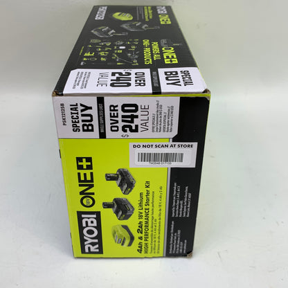 New Ryobi ONE+ 18V HP Lithium-Ion 4Ah & 2Ah Battery + Charger Kit PSK1212SB