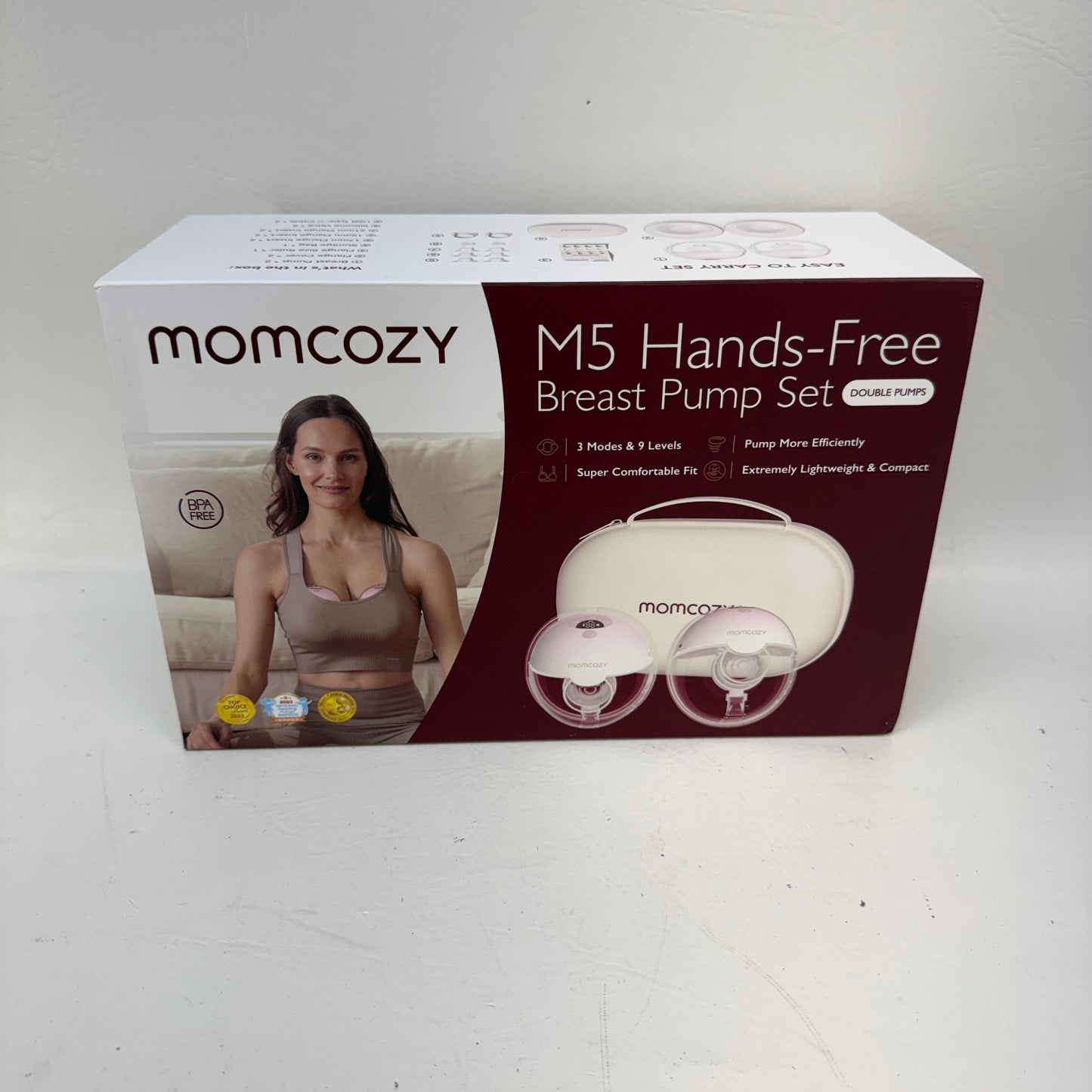 New Momcozy M5 Hands-Free Breast Pump Wearable Double Electric Pink 24mm