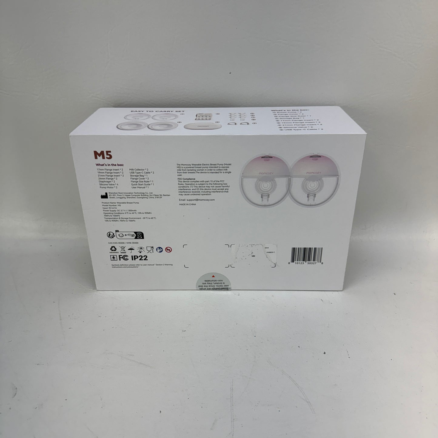 New Momcozy M5 Hands-Free Breast Pump Wearable Double Electric Pink 24mm