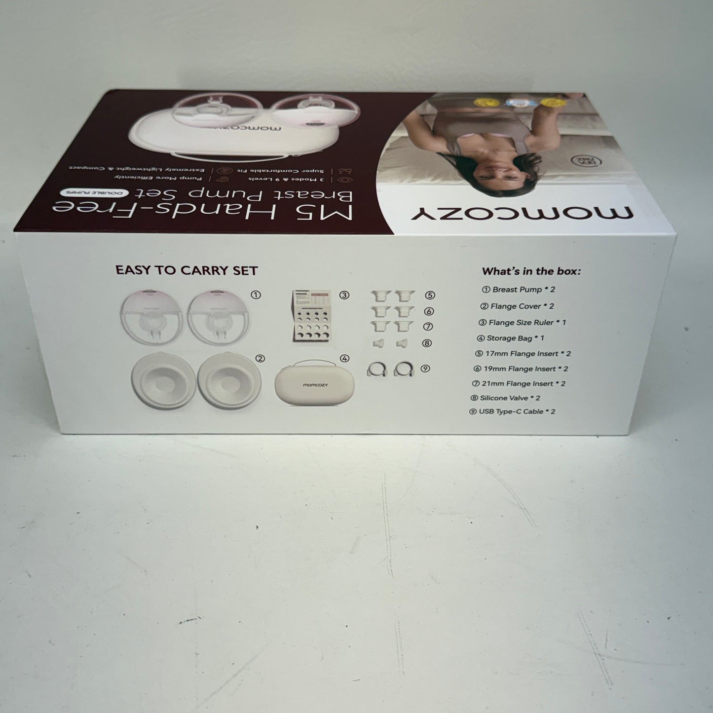 New Momcozy M5 Hands-Free Breast Pump Wearable Double Electric Pink 24mm