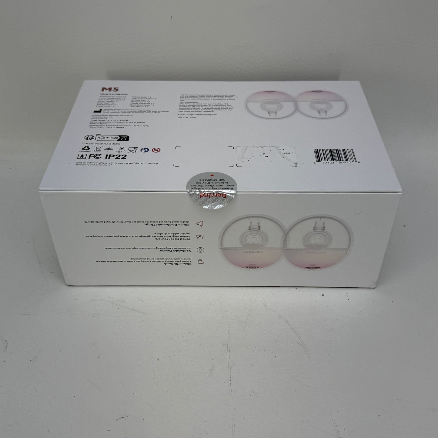 New Momcozy M5 Hands-Free Breast Pump Wearable Double Electric Pink 24mm