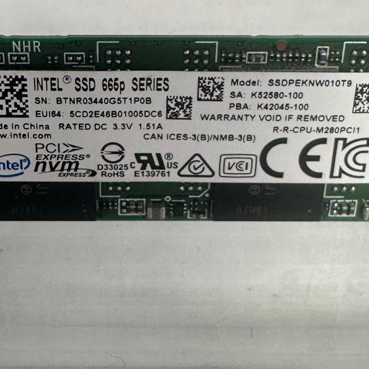 Intel M.2 2280 665P 1TB PCIe 3.0 x4, NVMe SSD SSDPEKNW010T9