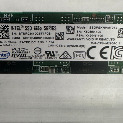 Intel M.2 2280 665P 1TB PCIe 3.0 x4, NVMe SSD SSDPEKNW010T9