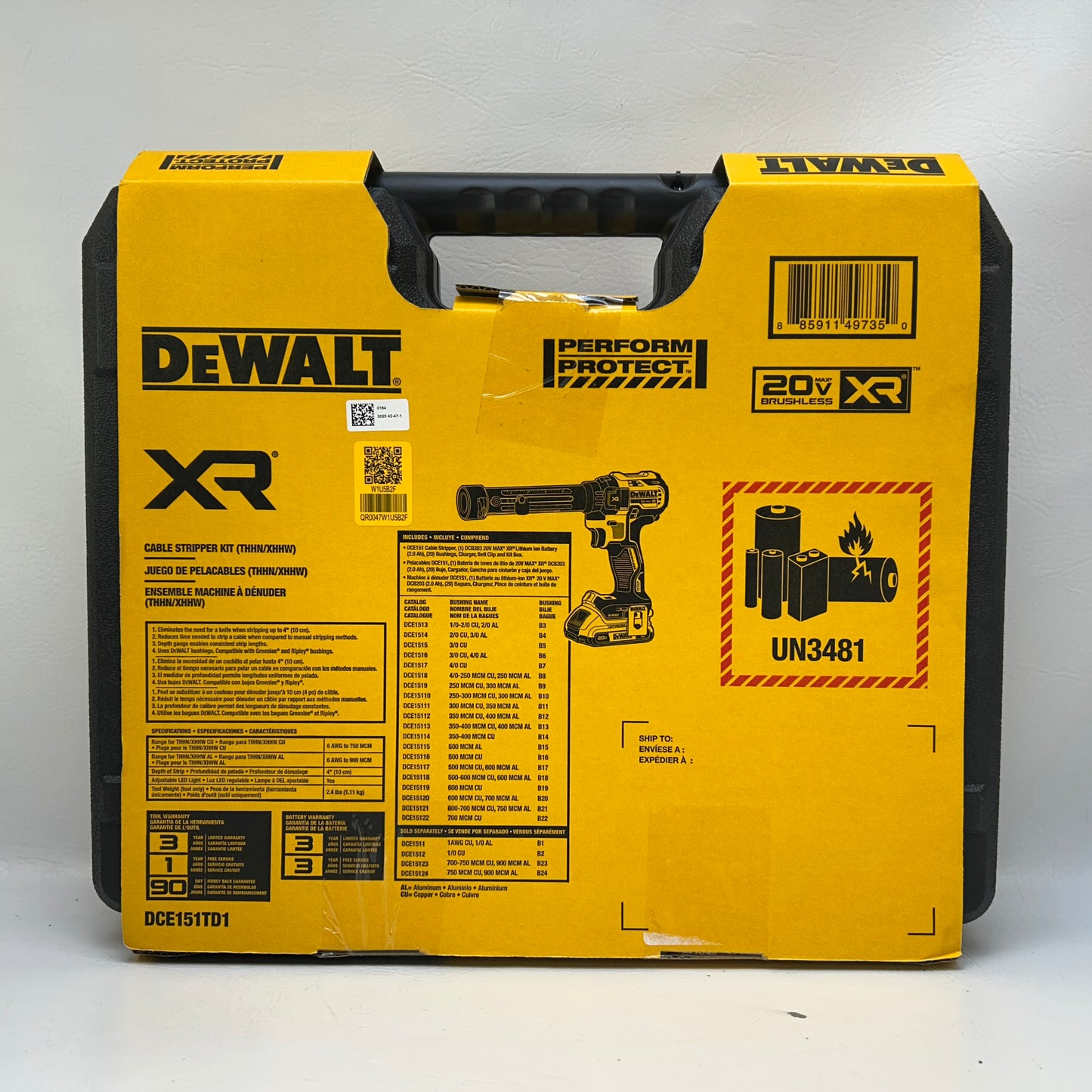 New DeWalt 20V MAX XR Cordless Cable Stripper Kit DCE151TD1 Brushless