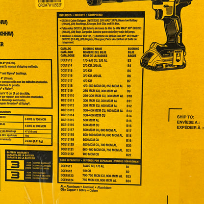 New DeWalt 20V MAX XR Cordless Cable Stripper Kit DCE151TD1 Brushless