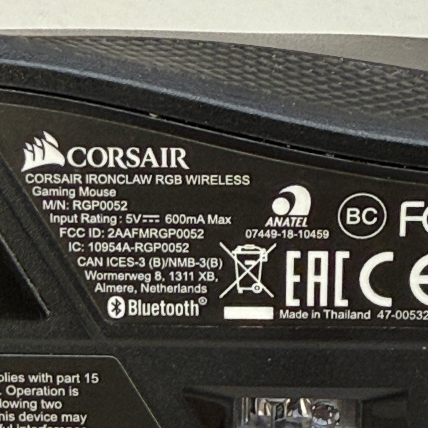 Corsair RGP0052 Ironclaw RGB Wireless Gaming Mouse RGP0052