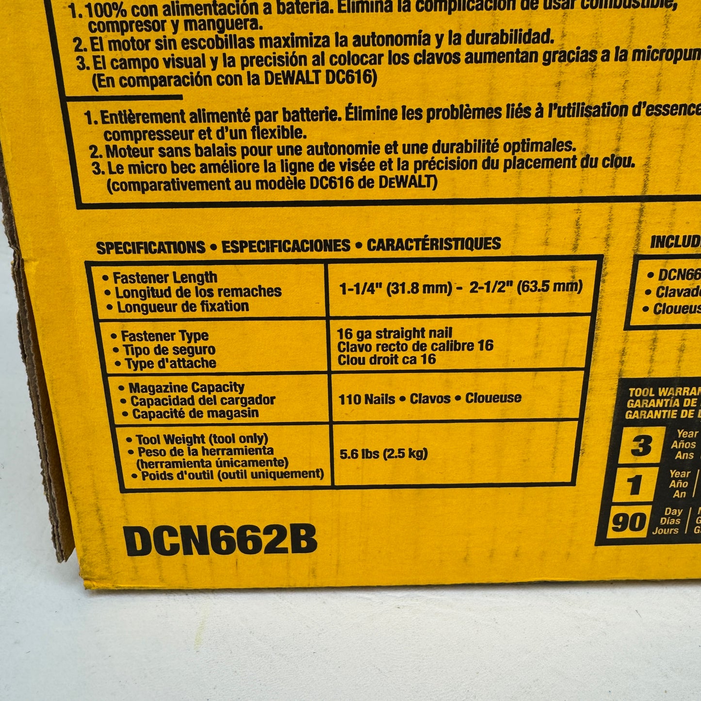 New DeWalt DCN662B 20V MAX Cordless Straight Finish Nailer