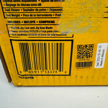 New DeWALT DCS335B 20V MAX XR Brushless Cordless Barrel Grip Jig Saw