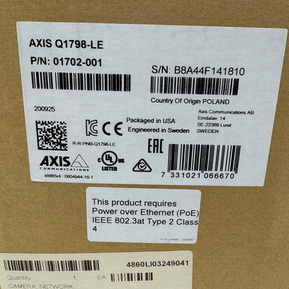 New Axis Q1798-LE 4K 10MP Outdoor Network Bullet Camera 01702-001