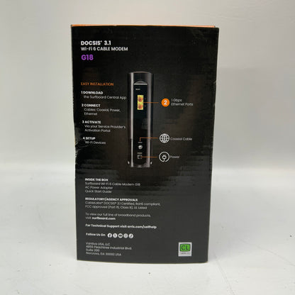 New ARRIS SURFBOARD G18 DOCSIS 3.1 Cable Modem & Wi-Fi 6 Router AX1800