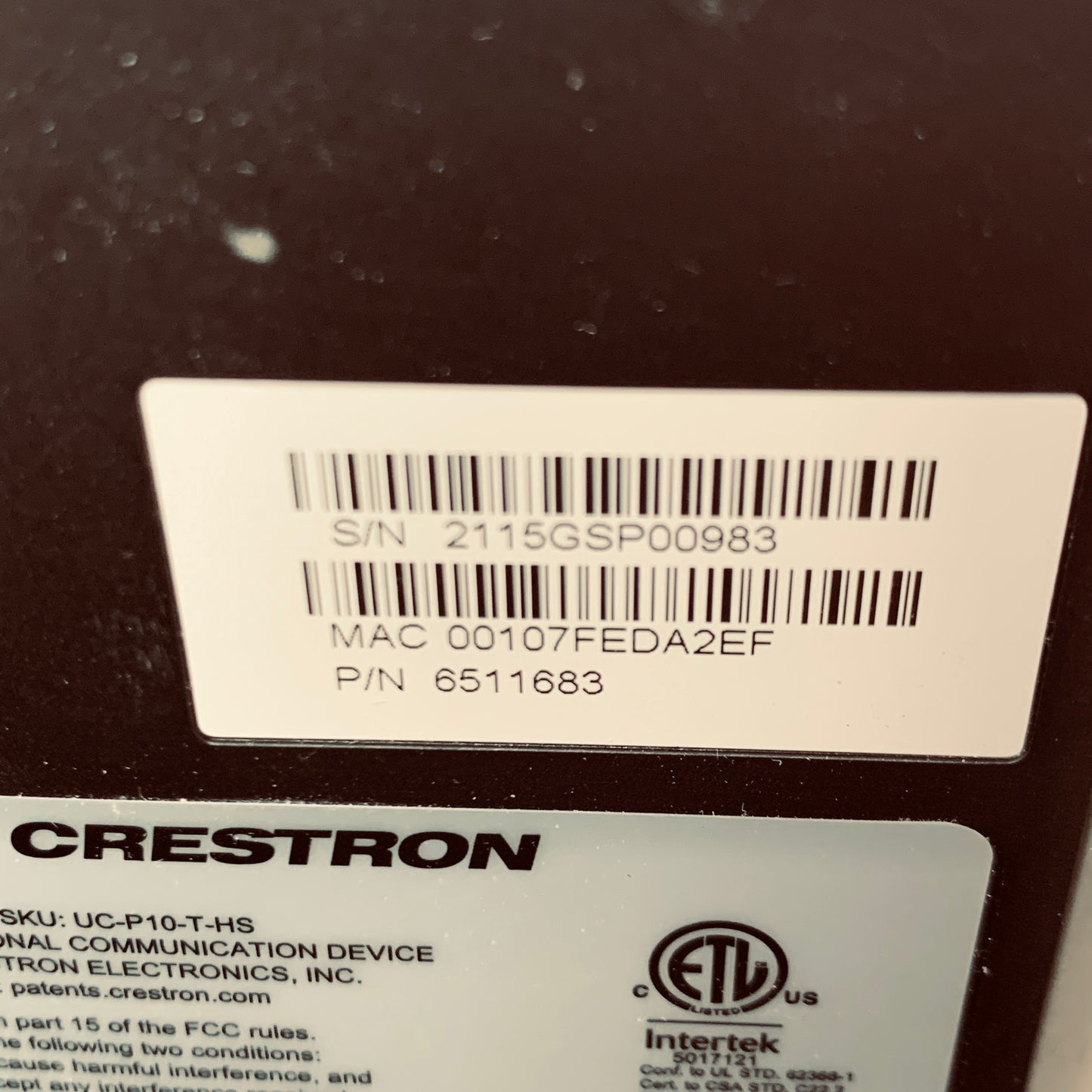Crestron  M202029001  Flex 10" Desk Phone US-P10-T-HS Black