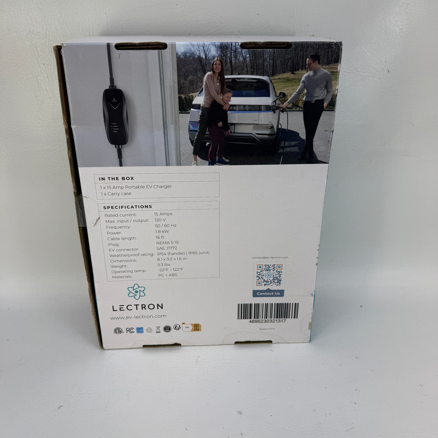 Lectron Portable Level 1 EV Charger 120V 15 Amp NEMA 5-15
